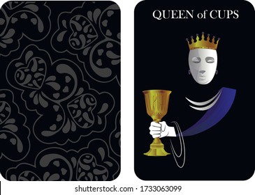 tarot cards queen cups vector shirt card pattern