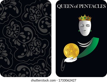 tarot cards queen pentacles vector shirt card pattern