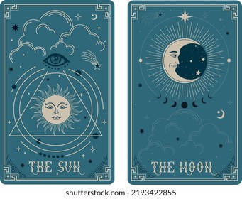 Tarot cards sun and moon, Celestial Tarot Cards Basic witch tarot	
