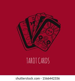 Tarot cards vector hand drawn illustration. Esoteric and spiritual object, magic and witchcraft element