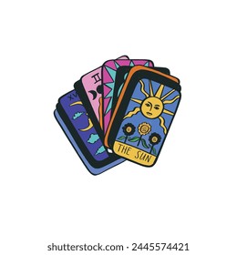 Tarot deck fortune telling vector colorful icon, illustration. Magic witchcraft design