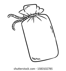 Tarot deck pouch doodle image. Cute cartoon bag image logo. Media highlights graphic icon
