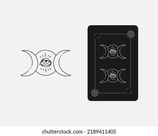 Tarot design element. Mystical magic. moon and eye element. supernatural element.