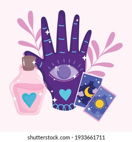 tarot hand cards spell bottle