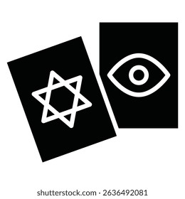Tarot Icon Flat outline fill black and white