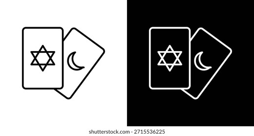 Tarot-Symbol im Liniendesign. Bearbeitbare Strichsymbole.