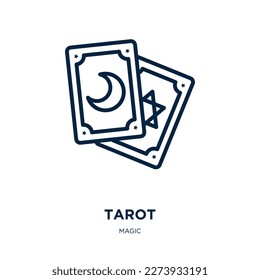 tarot icon from magic collection. Thin linear tarot, magic, esoteric outline icon isolated on white background. Line vector tarot sign, symbol for web and mobile