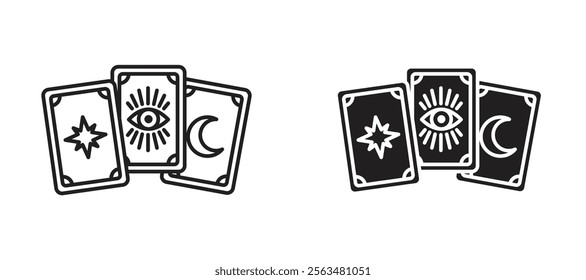 Tarot icons in outline and fill. vector illustration for ui.