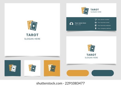 Tarot logo design with editable slogan. Branding book and business card template.