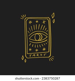 Tarot logo or label, magic cards reader, hand-drawn sketch brush simple minimal print for magical esoteric souvenirs. Witchy female hand drawn magic love fortune spell occultism concept.