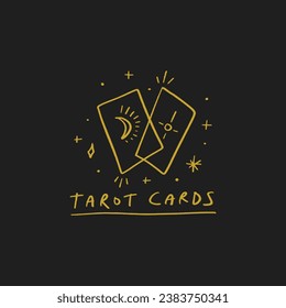 Tarot logo or label, magic cards reader, hand-drawn sketch brush simple minimal print for magical esoteric souvenirs. Witchy female hand drawn magic love fortune spell occultism concept.