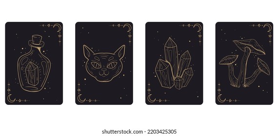 Tarot magic esoteric spell astrology cards isolated concept set. Vector graphic design element illustration