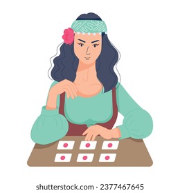 Tarot reading girl flat illustration 