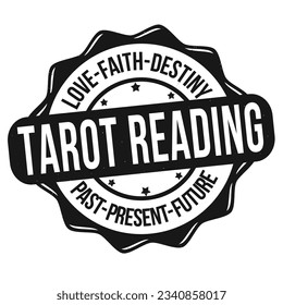 Tarot reading grunge rubber stamp on white background, vector illustration