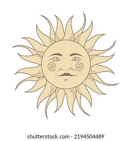 tarot sun design over white