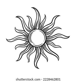 Tarot sun. Gothic tarot star for retro and antique designs. Vector illustration isolated in white background