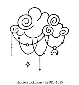 Tarot sun and moon esoteric set. Lunar tarot elements with celestial and antique symbols. Vector illustration isolated in white background