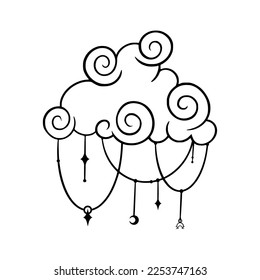 Tarot sun and moon esoteric set. Lunar tarot elements with celestial and antique symbols. Vector illustration isolated in white background