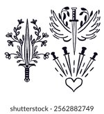 tarot symbols swords - hand graphics