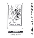 Tarot  vector hand drawn  Minor Arcana  set. Knight of Swords