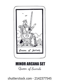 Tarot  vector hand drawn  Minor Arcana  set. King of Swords