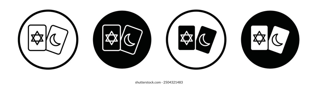 Tarot vector icon set black filled and outlined style.