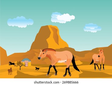 Tarpans wild horses of central asia