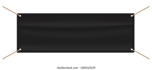 Tarpaulin Advertising Banner - Black Editable Vector Illustration - Isolated On White Background