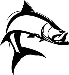 Tarpon Fish Logo Illustration. Unique And Fresh Tarpon Fish Jumping Out Of The Water. Great To Use As Your Tarpon Fishing Activity. 