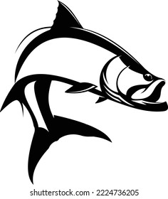 Tarpon fish logo illustration. unique and fresh tarpon fish jumping out of the water. great to use as your tarpon fishing activity. 