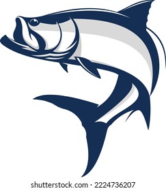 Tarpon fish logo illustration. unique and fresh tarpon fish jumping out of the water. great to use as your tarpon fishing activity. 