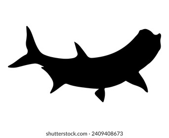 Tarpon fish silhouette vector art white background