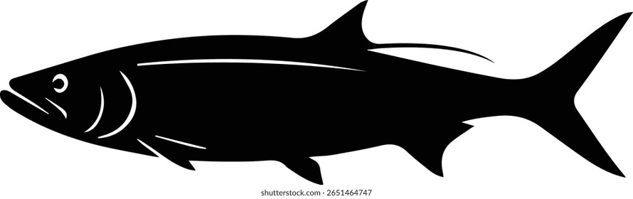 Tarpon Fish Vetor - Ilustração de peixe-caça de água salgada para adesivos de pesca, artesanato de cricut e vestuário costeiro