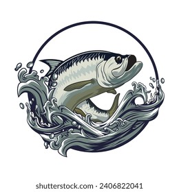 Tarpon fishing illustration logo vector image t shirt