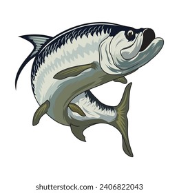 Tarpon fishing illustration logo vector image t shirt