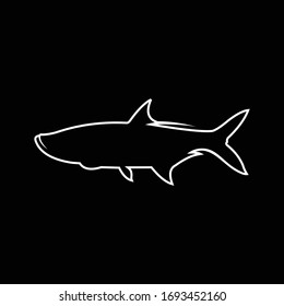 Tarpon Logo. Black Lineart Shape of Tarpon. Great for Tshirts, Decal & Stickers.