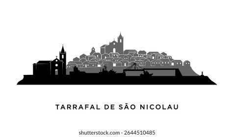 Linha do horizonte da cidade de Tarrafal de So Nicolau com vetor.