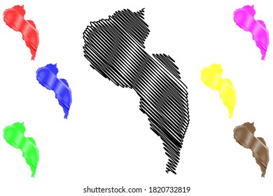 Tarrafal de Sao Nicolau municipality (Republic of Cabo Verde, concelhos, Cape Verde, Sao Nicolau island, archipelago) map vector illustration, scribble sketch Tarrafal de Sao Nicolau map