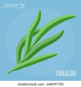 Tarragon flaches Design, Vektorsymbol. 