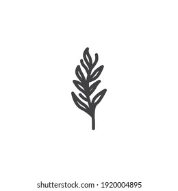 Icono de la línea de hierbas de Tarragon. signo de estilo lineal para concepto móvil y diseño web. Icono de vector de contorno de bifurcación de carro. Símbolo, ilustración del logotipo. Gráficos vectoriales