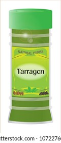 A 'Tarragon' herb and spice jar isolated on a white background