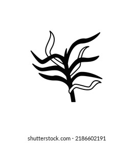 Tarragon icon in black flat glyph, filled style isolated on white background