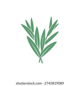 Tarragon Leaves Forming V-Shape Minimal Icon Culinary Herb Vector Illustration