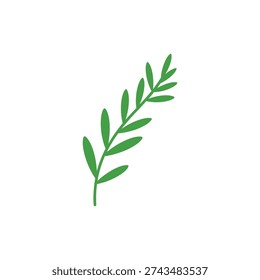 Tarragon Sprig with Smooth Flowing Stem Botanical Culinary Green Herb 2D Vector Icon