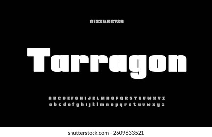 Tarragon vector font alphabet with numbers