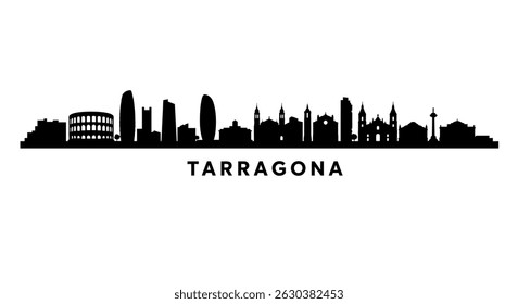 Tarragona Spain Skyline Silhouette Vector.