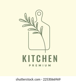 tarragons plant leaves with cutting board food spice and health benefits logo design vector icon illustration template