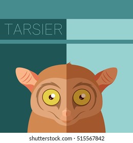 Tarsier flat postcard