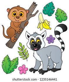 Tema tarsier y lemur set 1 - ilustración vectorial eps10.