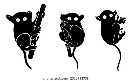 Conjunto de ilustrações de vetor de silhueta Tarsier